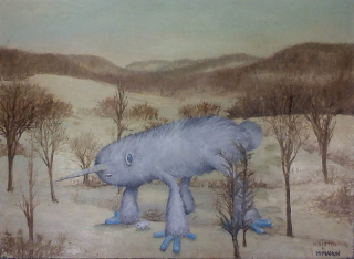 Illustration for article titled Spice up Goodwill paintings by adding monsters